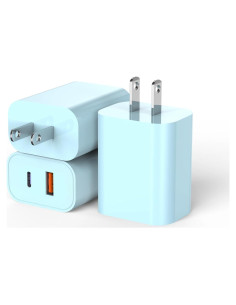 Cargador de Pared USB C 20W Doble Puerto 3Pack Azul