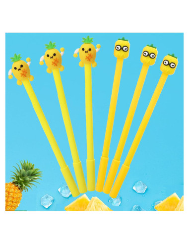 30 Bolígrafos Gel Kawaii Finpletai Piña 0.5mm Tinta Negra