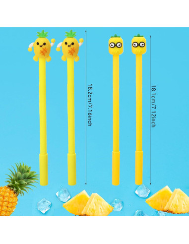 30 Bolígrafos Gel Kawaii Finpletai Piña 0.5mm Tinta Negra