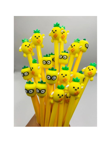 30 Bolígrafos Gel Kawaii Finpletai Piña 0.5mm Tinta Negra