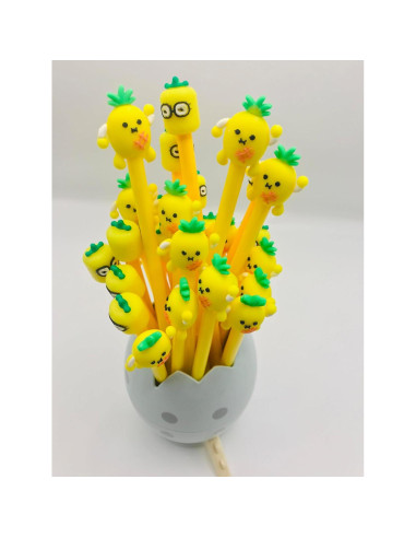 30 Bolígrafos Gel Kawaii Finpletai Piña 0.5mm Tinta Negra