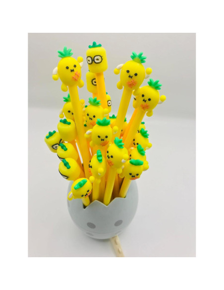 30 Bolígrafos Gel Kawaii Finpletai Piña 0.5mm Tinta Negra