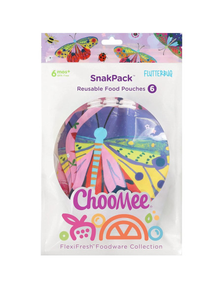 Bolsas de Comida Reutilizables ChooMee FlutterBug 8 oz 6 Pzas Bolsas de Comida Reutilizables ChooMee FlutterBug 8 oz 6 Pzas
