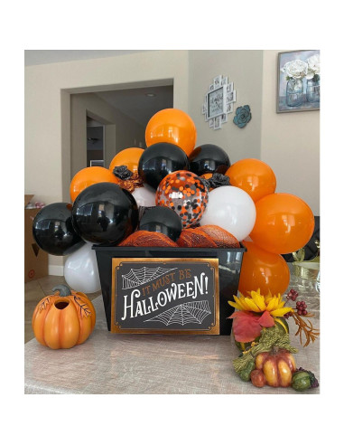 Juego de globos de Halloween 50 piezas 30 cm negro y naranja