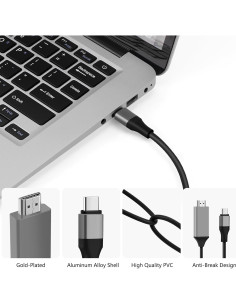 Adaptador USB C a HDMI WEIRUIXIN 4K 60Hz 2m Negro 2