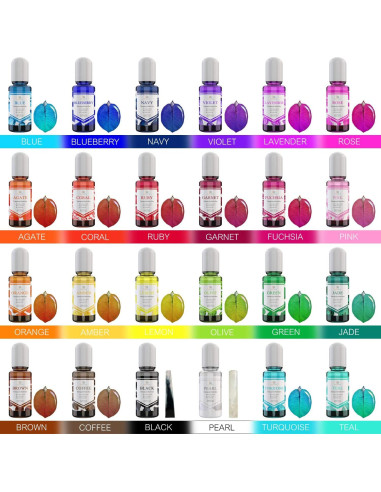 24 Colorantes Epóxicos DecorRom 10ml - Tinte Transparente para Resina