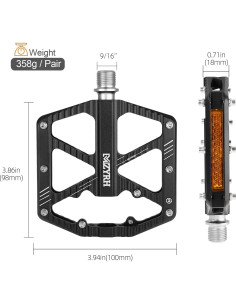 Pedales de Bicicleta MZYRH 336 Aluminio con Reflectores 10x9.8cm 2