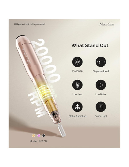 Taladro de Uñas Eléctrico MelodySusie PC120I USB Portátil