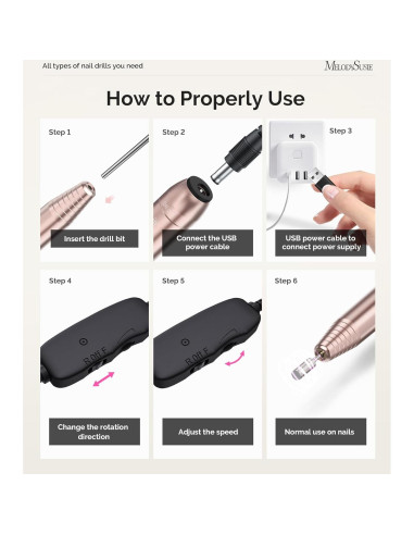 Taladro de Uñas Eléctrico MelodySusie PC120I USB Portátil