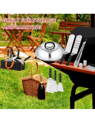 Juego de Accesorios de BBQ Leonyo 25 Piezas Acero Inoxidable
