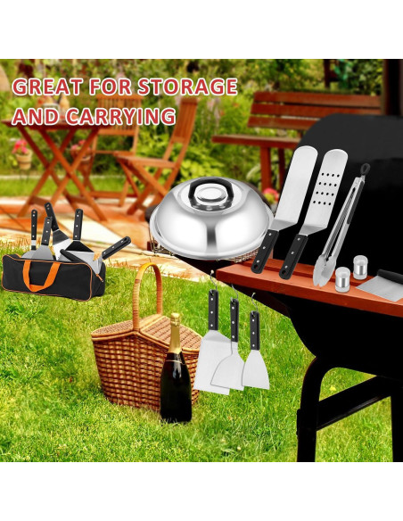 Juego de Accesorios de BBQ Leonyo 25 Piezas Acero Inoxidable