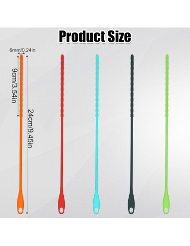 5 Cepillos Limpiadores de Pajitas de Silicona PEUTIER 24cm