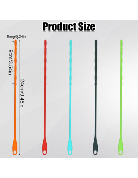 5 Cepillos Limpiadores de Pajitas de Silicona PEUTIER 24cm