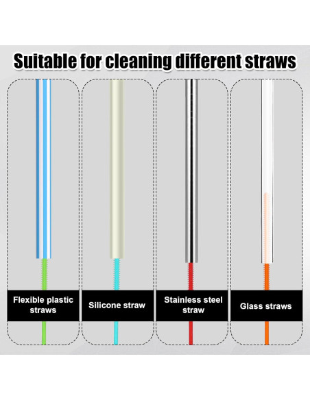 5 Cepillos Limpiadores de Pajitas de Silicona PEUTIER 24cm