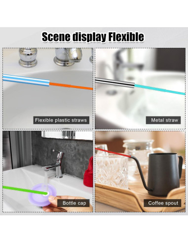 5 Cepillos Limpiadores de Pajitas de Silicona PEUTIER 24cm