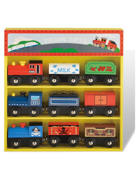 Juego de tren de madera 9 piezas WoodenEdu para niños 3 a 8 años
