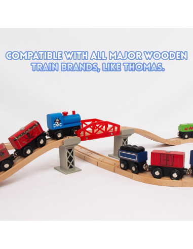 Juego de tren de madera 9 piezas WoodenEdu para niños 3 a 8 años