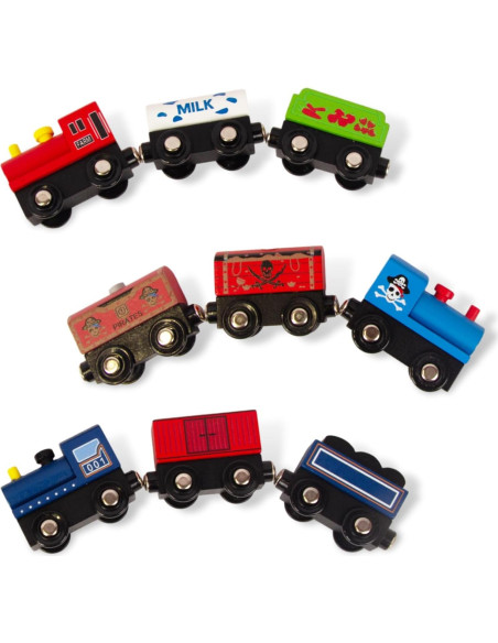 Juego de tren de madera 9 piezas WoodenEdu para niños 3 a 8 años
