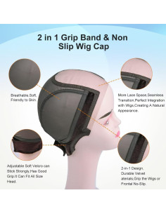 Gorro de Peluca Antideslizante Cabeza de Corcho Marrón S 2