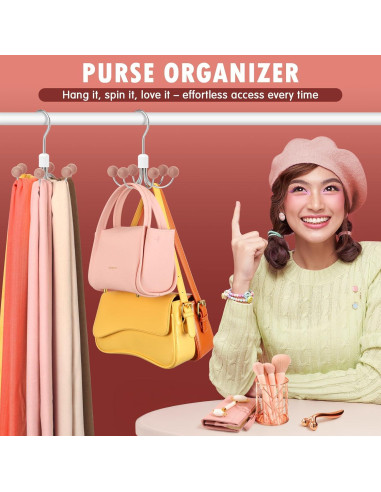 Organizador de Bolsos DOIOWN, 2 Ganchos Rotativos para Armario