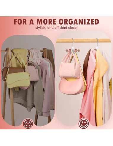 Organizador de Bolsos DOIOWN, 2 Ganchos Rotativos para Armario