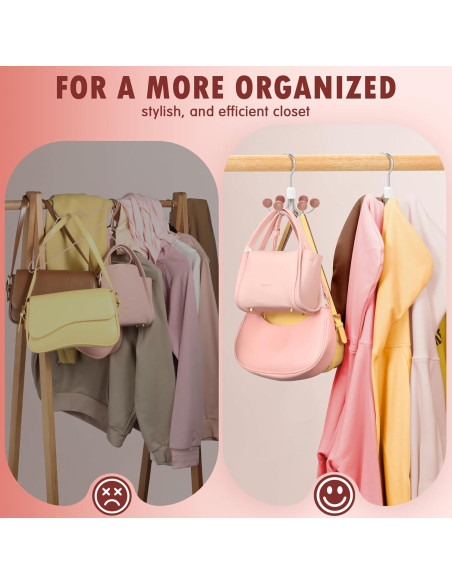 Organizador de Bolsos DOIOWN, 2 Ganchos Rotativos para Armario