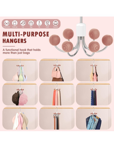 Organizador de Bolsos DOIOWN, 2 Ganchos Rotativos para Armario