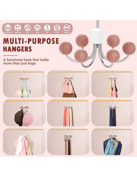 Organizador de Bolsos DOIOWN, 2 Ganchos Rotativos para Armario