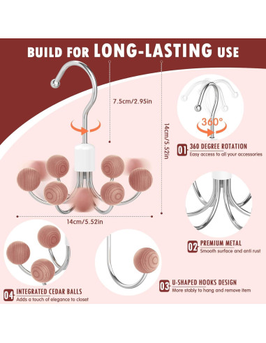 Organizador de Bolsos DOIOWN, 2 Ganchos Rotativos para Armario