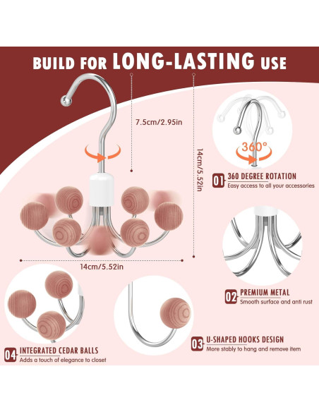 Organizador de Bolsos DOIOWN, 2 Ganchos Rotativos para Armario