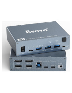 Conmutador KVM 2 Monitores 4K HDMI USB-C Eyoyo