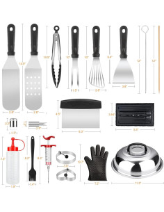 Kit de Accesorios para Parrilla Yekale 140 Piezas Acero Inoxidable 2