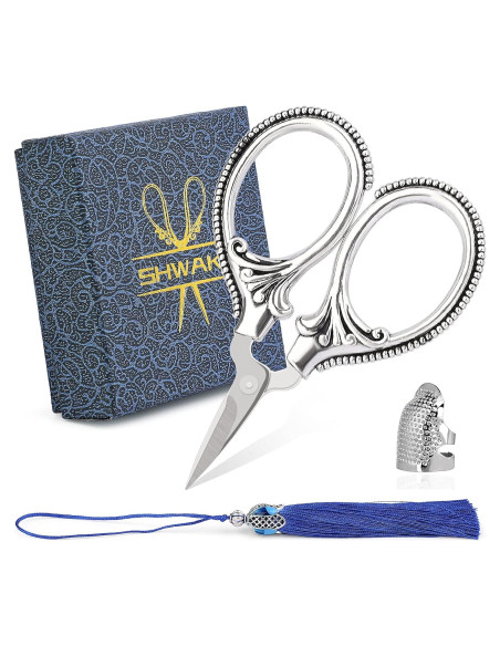 Tijeras de Bordado SHWAKK Vintage 8.89 cm Flores Plateadas