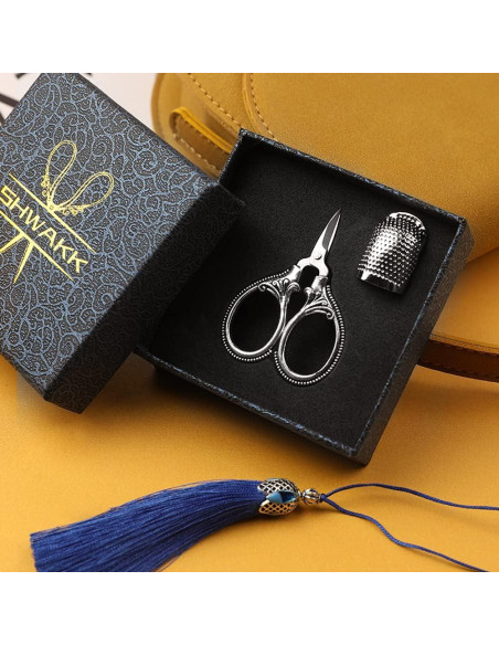 Tijeras de Bordado SHWAKK Vintage 8.89 cm Flores Plateadas