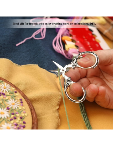 Tijeras de Bordado SHWAKK Vintage 8.89 cm Flores Plateadas