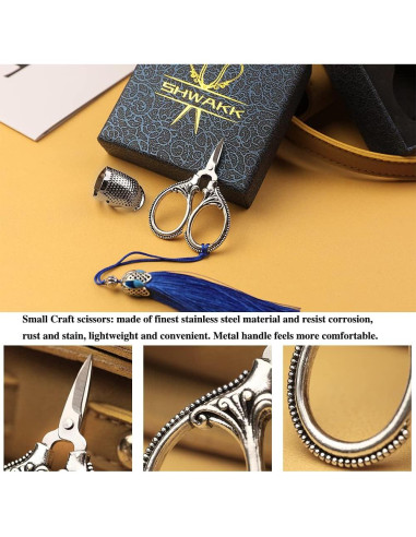 Tijeras de Bordado SHWAKK Vintage 8.89 cm Flores Plateadas