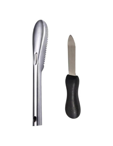 Conjunto de cuchillo y cepillo para mariscos LVSU - Acero inoxidable