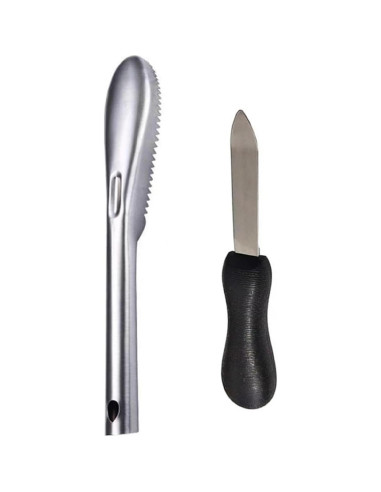 Conjunto de cuchillo y cepillo para mariscos LVSU - Acero inoxidable