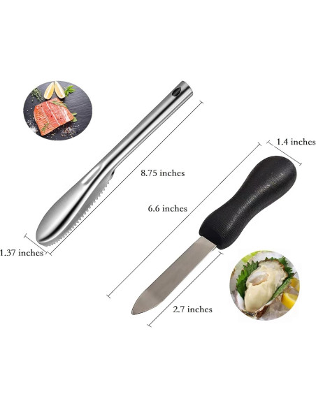 Conjunto de cuchillo y cepillo para mariscos LVSU - Acero inoxidable