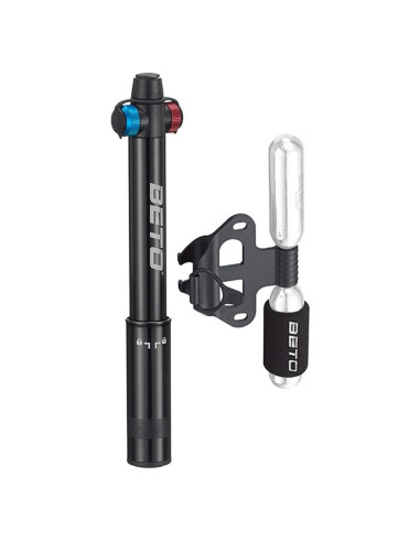 Bomba de bicicleta Beto CO2 y manual, 80g, cabezal doble