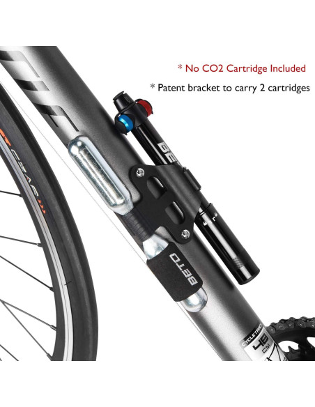 Bomba de bicicleta Beto CO2 y manual, 80g, cabezal doble