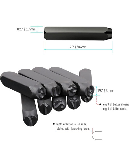 Juego de Sellos de Números y Letras FOCMKEAS 36 PCS 3mm