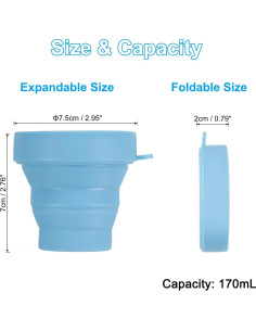Taza de Viaje Plegable PATIKIL 170mL Pack de 4 Azul 2