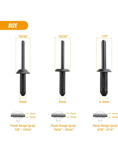 Juego de Remaches de Nylon GOOACC 115 Pcs Universal