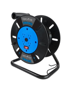 Carrete de Almacenamiento de Cable 4 Salidas GREATIDE 10A Azul