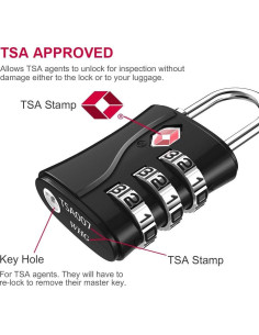 Candado de Equipaje ZHEGE TSA 3 Dígitos Negro - Seguro y Portátil 2