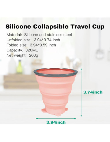 Set de 4 Tazas Plegables de Silicona 320ml Lacabin