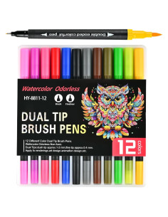 Marcadores de Doble Punta WELLFAR - Set de 12 Colores Sin Sangrado