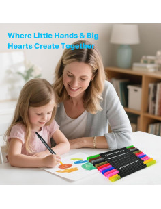 Marcadores de Doble Punta WELLFAR - Set de 12 Colores Sin Sangrado 2