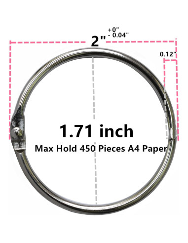 Anillos de Encuadernación GOTOONE 5.08 cm Niquelado Plateado 20 Pzas